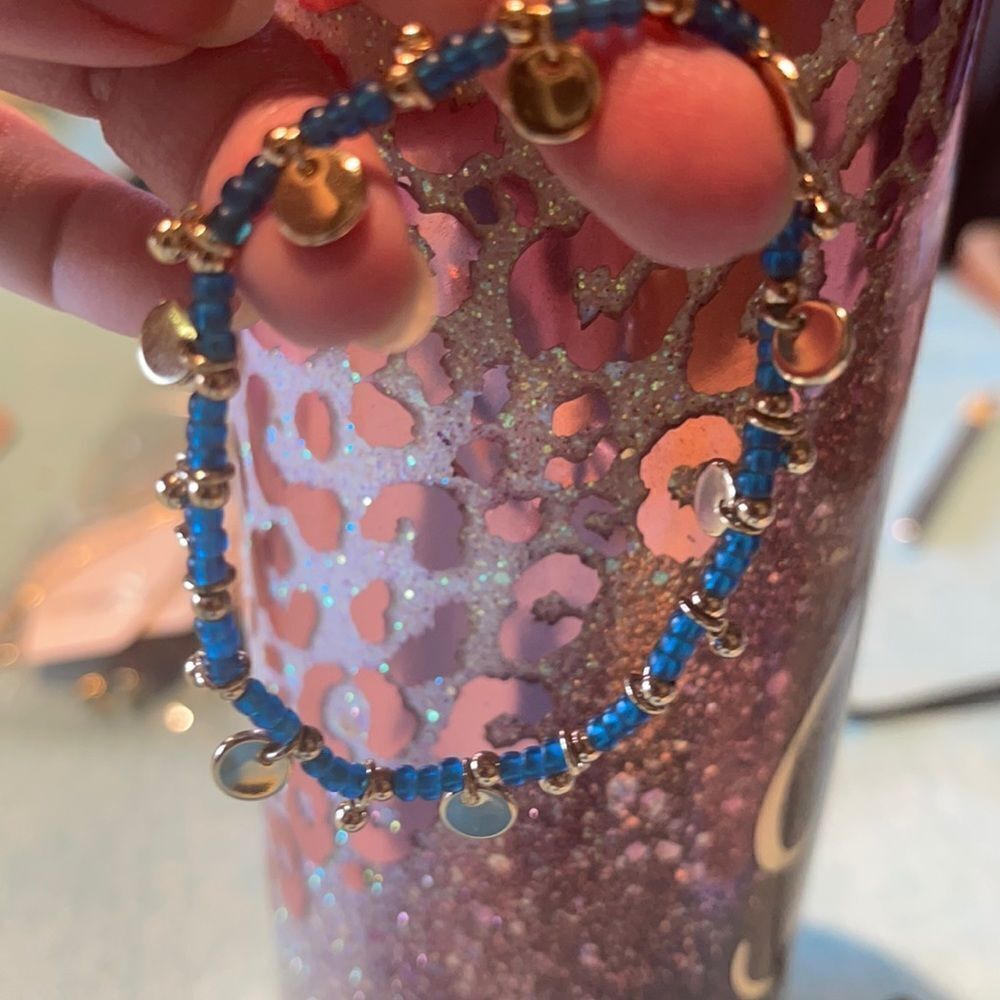 Boho Rustic Cuff In Stretchy Slate Blue - image 1